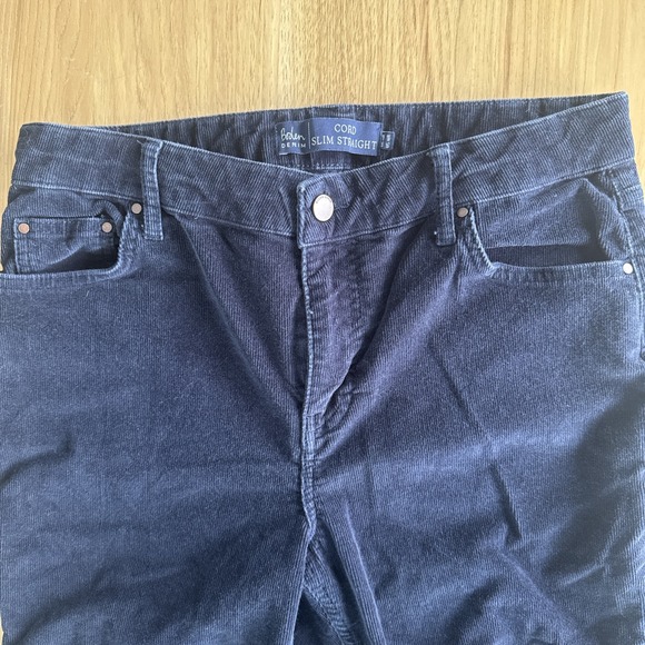 Boden Blue Corduroy Pants Navy Cord Slim Straight Leg Trouser Women 10 R - Picture 2 of 9